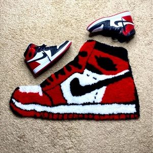 SOLD—Hand made Jordan 1 tufted rug